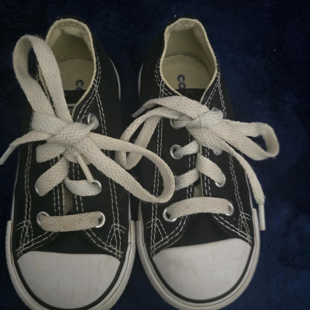 Converse Kids Black Canvas Sneakers with White Laces